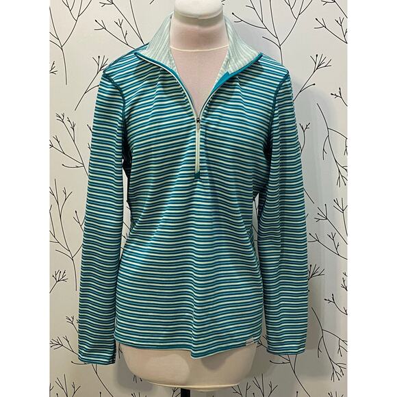 PATAGONIA Capilene Midweight Zip Neck Pullover Baselayer Teal Stripe Size LARGE - Picture 4 of 9